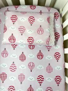 2-Piece Baby Sheet Set For American Crib Or Mini Crib 100% Cotton - 粉紅氣球 - 查看 3