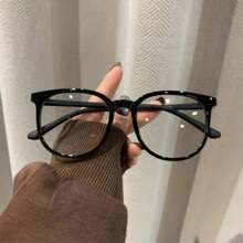 1 Stück schwarze modische und vielseitige Brille mit Sehstärke, flache Modespiegel
