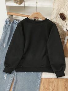 1 Stück Teenager Mädchen Süßer Katzen Muster Leichtgewicht Sweatshirt mit Langen Ärmeln, Weicher Stoff Sommer-Herbst Lässig Kleidung