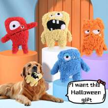 Plush Dog Toy With Monster Design, Featuring Sound Bubble And Crinkle Paper For Interactive Play, Suitable For Indoor And Outdoor Use, Pet Dental Chew Toy, Monster-Themed Gift For Dogs & Cats For Halloween And Christmas