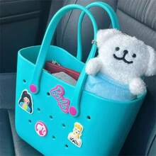 Large Capacity Boggs Summer EVA Beach Basket Tote Bag, Women's Picnic Handbag With Holes, Waterproof Tote Bag, Shoulder Bag, Cute Lunch Box Bag, Gift - Blue - View 5