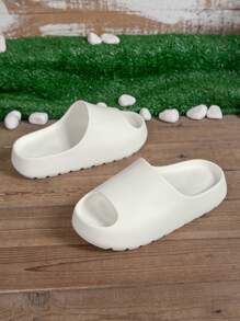 N0015067391-0002 Spring & Summer Solid Color Minimalist Thick Sole Eva Soft Comfort Slip-On Slippers, Suitable For Indoors, Bedroom, Bathroom, Office, Beach, Youth Unisex