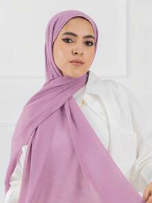 1 chiếc khăn trùm đầu/khăn trùm đầu bằng vải voan trơn màu mới thời trang thanh lịch - Cà phê nâu - Xem 8