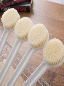 1pc Soft Bristle Shower Brush, Toilet Brush, Back Scrubber, Long Handle Bath Brush, Shower Brush, Nylon Soft Bristle Back Brush, Bathroom Brush, Shower Brush, Long Handle Shower Brush, With Exfoliating Wash Pad, Suitable For Body And Back - Massage And Exfoliate Skin In Bathroom, Personal Care And Cleaning Tool, Bathing Scrubber
