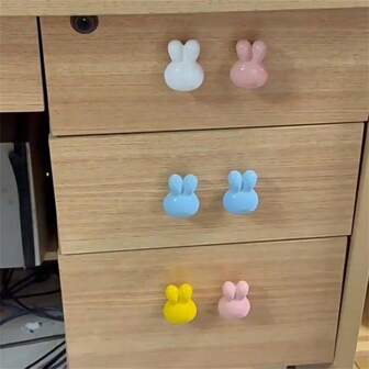 Ceramic Rabbit Shape Pull Handle, Cute Furniture Drawer Wardrobe Cabinet Room Decoration Handle, Pink White Blue