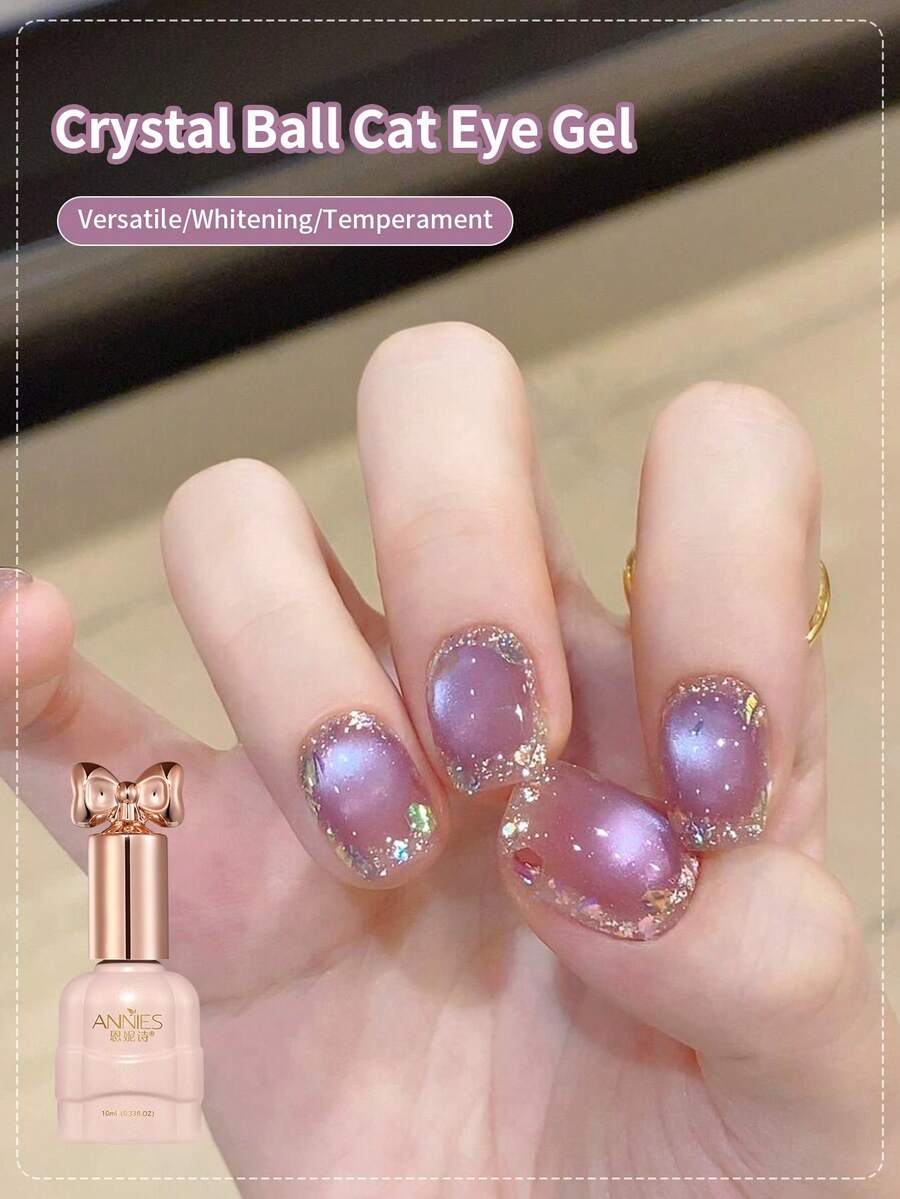 annies 10ml Crystal Ball Grape Purple Cat Eye Magnetic Gel Polish Soak Off UV LED Varnish Sparkling Purple Glass Bead Cat Eye Nail Art DIY - Nhiều màu - Xem 1