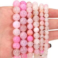 1 pièce de perles d'agate rose poussiéreux naturel, 6 mm/8 mm/10 mm style vintage à la mode fait main pour le DIY, convient pour les bracelets, colliers, bijoux, pendentifs, décorations, accessoires