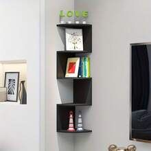 1 件多层转角搁板、浮动转角搁板、墙壁收纳架、易于组装的分层壁挂式搁板，适用于卧室、浴室搁板、厨房、办公室、客厅、书架 - 白色 - 查看 6