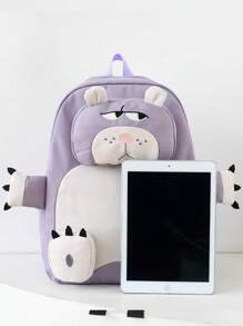 Conjunto de 3 piezas para el regreso a la escuela: nueva mochila de nailon con diseño de dibujos animados lindos, bolso mensajero y estuche para lápices. Puede llevarse en un hombro, con cierre de cremallera suave, personalidad única y de moda, adecuado para uso diario, vacaciones, compras y actividades al aire libre, versátil.