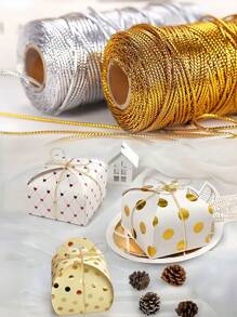 100 m/328 pi Ficelle de boulanger métallique, corde d'emballage cadeau or et argent, corde de décoration pailletée métallique, parfaite pour Halloween, Noël, Thanksgiving, l'emballage de cadeaux, les bricolages DIY, les étiquettes, la couture