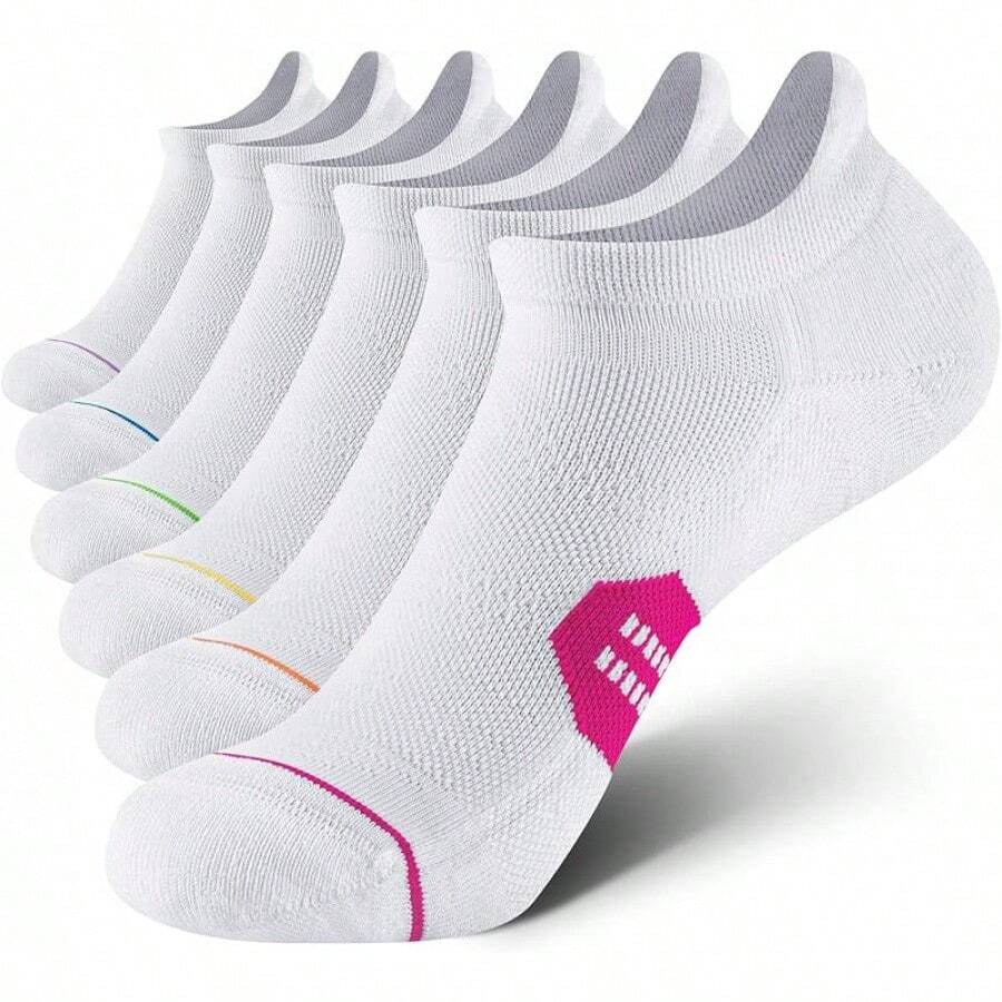 6 Pack Women's Ankle Running Socks Cushioned Low Cut Tab Athletic Socks Popular Comfortable - 白人混血 - 查看 1