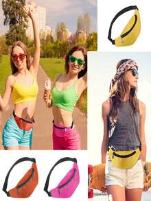 Bolsa de cintura neón, bolsas para niños Nuevas bolsas de verano versátiles y sencillas para la cintura, bolsas de pecho de ocio y deportes para niños y niñas, bolsas de cintura unisex de moda deportiva y de uso múltiple para niño y niña, bolsas de cintura para fiestas Ajustable Riñonera neón de tela Oxford para entrenamiento, viaje, correr, con cremallera para fiesta al aire libre, rave, niña, niño, niños - A - Ver 7