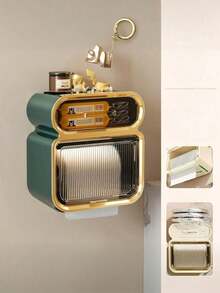 1 件/3 件优雅简约纸巾架、透明水晶纸巾盒、防水壁挂式卫生纸架、宇航员牙刷架、卧室、书房、浴室、梳妆台收纳架、香水展示收纳架、节日礼物、圣诞节、万圣节浴室配件 - 彩色 - 查看 12