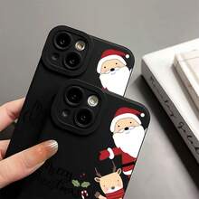 Funda de teléfono suave Angel Eye, funda de teléfono mate impresa en UV de 360 grados con patrón de Feliz Navidad, funda de protección creativa personalizada y elegante, a prueba de golpes y resistente a caídas, resistente a las manchas y duradera, adecuada para  17/17 Pro/17 Pro Max/17 Air/ 16/16 Pro/16 Pro Max/16 Plus/ 15/15 Pro Max/15 Pro/15 Plus/ 14/14 Pro/14 Plus/14 Pro Max/ 13/13 Pro/13 Pro Max/12/12 Pro/12 Pro Max/11/11 Pro/11 Pro Max/XR/X/XS/XS Max. Es el regalo de cumpleaños perfecto para novias, novios, esposos, esposas, amigos o para uno mismo, innovador y a la moda, adecuado tanto para hombres como para mujeres. - Negro 1613 - Ver 5