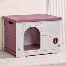 Weatherproof Plastic Cat Shelter - Stackable Design For Indoor/Outdoor Use - Rosa Fucsia - Ver 2