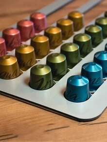 1pc Metal Coffee Capsule Holder, Creative Wall-Mounted Coffee Capsule Display & Storage Rack, No Drilling Required, Multiple Installation Options, Holds Up To 20/40 Capsules - Multicolor - View 4