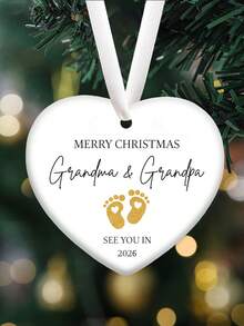 Soon To Be Grandma And Grandpa 2026, Ceramic Expecting Baby Ornament, Pregnancy Announcement Gift For Family, Ceramic Christmas Expecting Baby Ornament, Merry Christmas Coming Soon See You In 2026, Best Gift For Expectant Grandparents Home Decor Christmas Decorations Room Decor