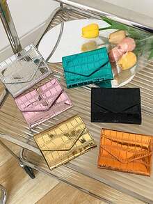 1-Piece Women's Stylish Glossy Crocodile Pattern Wallet, Compact And Exquisite, Easy To Carry, An Excellent Choice For Gifts - Pink - View 2