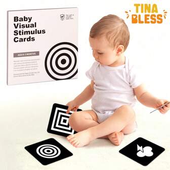 Tinabless 16PC Montessori Sensory Toys Visual Stimulus Learning Activity Card For Baby(0-3months)