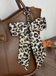 1pc Minimalist Leopard Print Bow Bag Charm/Keychain Pendant Cheetah Print Backpack Decor Bows Keychain For Bag