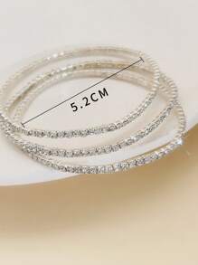 3 Sparkling White Diamond Ultra Fine Elastic Bracelets For Dinner Parties
