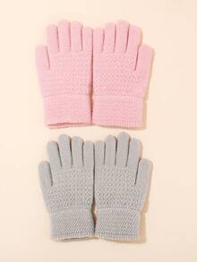 2 Pairs Kid's Knitted Warm Gloves, Windproof & Thermal For Outdoor Cycling And Activities - Corn Kernels - View 8