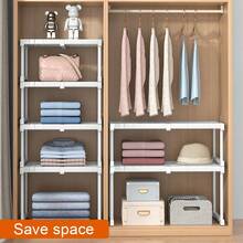 1 pezzo Ripiano allargabile senza fori per armadio, ripiano regolabile a tensione, organizer per armadio, divisorio a più livelli per armadietto, guardaroba, cucina, bagno