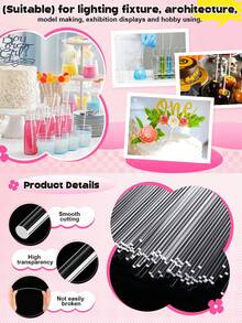 50pcs Acrylic Lollipop Sticks (4in,6in,8in,10in),Cake Pops Sticks, Candy Sticks,Acrylic Dowel Rods, Treat Sticks, Stir Rod,Melt Cake Pops, Cupcake Toppers, Clear Cake Pop Display Holder,Chocolate Cookie Dessert, Party Supplies, Party Decor(Not A Straw)Reusable,For DIY Crafts, Party Decorations, Gardening,Wedding, Halloween, Christmas Candy,Handwork Supplies,Garden Plants,Birthday,Graduation,Baking Tools, Kitchen Accessories - Multicolor - View 9
