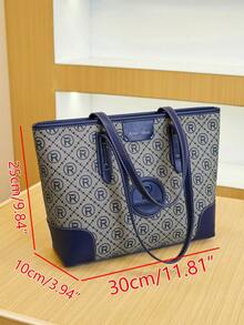 女士大容量托特包，休闲通勤单肩手提包，轻量奢侈品牌小众百搭高端斜挎包，2025新款休闲钱包 - 寶藍色 - 查看 9