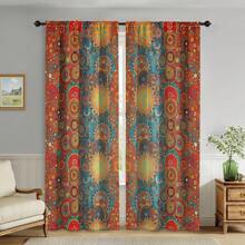 2pcs Farmhouse Multicolor Boho Curtains Chic Polka Dot Colorful Striped Tassel Curtain, Sunshade Anti-Spy Privacy Protection Curtains, Suitable For Bedroom Indoor Living Room Restaurant Bar Party Playroom Dorm Home Decor