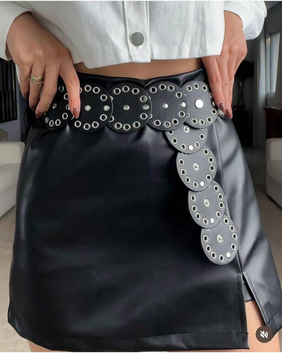 shorts  elegante    Couro PU     Noite