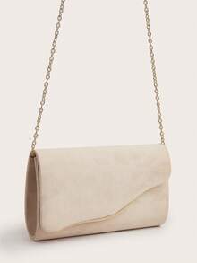 Shiny, Dazzling, Luxurious, Charming, Elegant Velvet Material Large Women's Clutch Bag, Evening Bag, Handbag With Detachable Chain Strap, Suitable For Weddings, Parties, Galas And Other Occasions, Versatile And Suitable For Girls, Ladies, College Students, Young Professionals And Office Workers. - Apricot - View 4