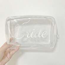 1pc Personalized Transparent Stationery Bag, Makeup Pouch, Travel Makeup Organizer, Great Gift For Bridesmaids, Summer Vacation, Holds Cosmetics, Snacks, Nail Care, Medication, Sunscreen, Hair Products,Multifunction Back To School,Multi-Functional,Ornamental,Letter,Stylish,Modern,Colorful,Cute,Adorable,Casual,Custom,Personalised,Unique,Customized,Ideal Gifts For Him,Ideal Gifts For Her
