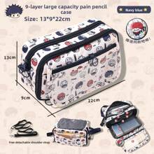 1pc Large Capacity Pencil Case Multi-Slot Pencil Pouch Durable Pencil Box Portable Office Pen Bag With Zipper,School Supplies,Back To School