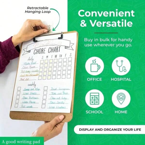 1pc Wooden Writing Pad - Hanging Loop Clipboard, Versatile Standing Notepad For Office, Hospital, School, Home - Universal Holiday Gift