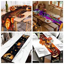 1 件万圣节桌旗南瓜蝙蝠恐怖墓碑厨房餐桌装饰趣味万圣节快乐假日桌旗适用于室内外家居装饰派对万圣节家居餐厅装饰 13.8 英寸 * 70.9 英寸 - 彩色 - 查看 1