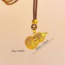 1 pièce Collier vintage à la mode de style chinois avec pendentif en céramique émaillée en forme de calebasse creuse