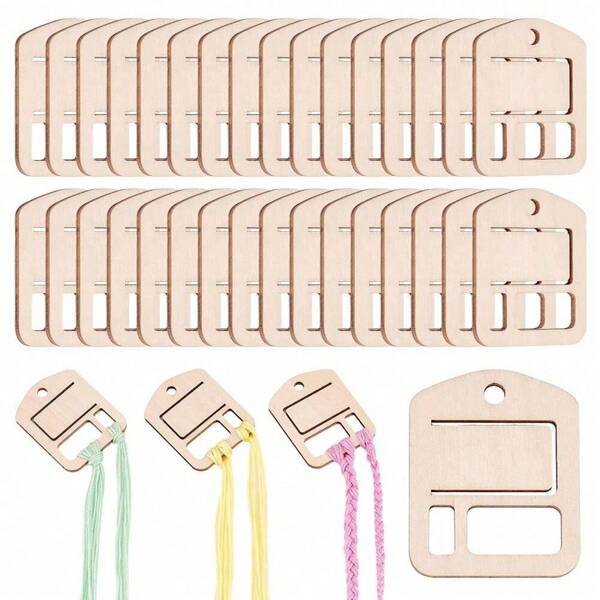 50pcs Wood Floss Organizer Embroidery Thread Organizers Rectangle Floss Bobbins Holder For Craft DIY Sewing Storage