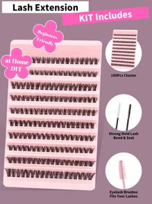 180 Peças Conjunto de Extensão de Cílios Postiços Curva C 10-16mm Comprimento Misto, Conjunto de Cílios Agrupados Estendidos com Cauda de Olho Esguio Encaracolado e Volumoso, Kit de Cachos de Cílios Postiços