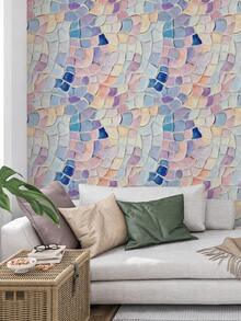 1 Roll Of 1m/3m/5m Vintage Colorful Stone Asymmetrical Pattern Self-Adhesive Vinyl Wallpaper, Watercolor Style, Removable, Waterproof, Non-Transparent, Suitable For Home Decor/Renovation, Bedroom, Kitchen, Living Room, Cabinet, Bathroom, Table And Chair, Peel And Stick Wallpaper Wall Paper Wall Stickers Room Decor Wall Decor Living Room Decor - Multicolor - View 15