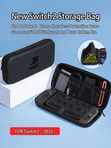 1pc Game Console Carrying Case With Lanyard, Compatible With New Switch 2 (2025) NS2 Console, Includes Hard Shell Protective Cover, Built-In Stand, Space For 10 Game Cards, Portable Travel, Anti-Drop & Impact Resistant Game Cartridge And Accessories Case - Multicolor - View 11