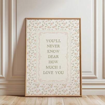 1 Tranh nghệ thuật treo tường hoa cổ điển "You'll Never Know Dear" Trích dẫn trong phòng trẻ em, Trang trí phòng bé gái theo phong cách trang trại màu xanh lá cây xô thơm, Áp phích thực vật với nét quyến rũ đồng quê cổ điển, Tranh vải không khung cho phòng ngủ trẻ em/em bé, Quà tặng tốt nghiệp bãi biển khi đi du lịch nghỉ dưỡng (Tranh dán tường không khung)