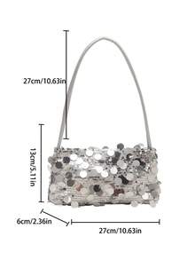 Túi xách và túi đeo vai đính sequin thời trang mới, phù hợp cho tiệc tùng, đi chơi, du lịch, mua sắm và sử dụng hàng ngày, có thể đựng tiền xu, điện thoại, cũng có thể dùng làm túi công sở cho nữ nhân viên văn phòng, sinh viên và người đi làm, thiết kế thanh lịch dành cho phái nữ, đính sequin. - Bạc - Xem 7