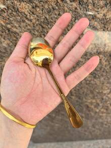 6件/8件不锈钢勺子套装金色茶匙咖啡勺适用于家庭/餐厅/酒店使用