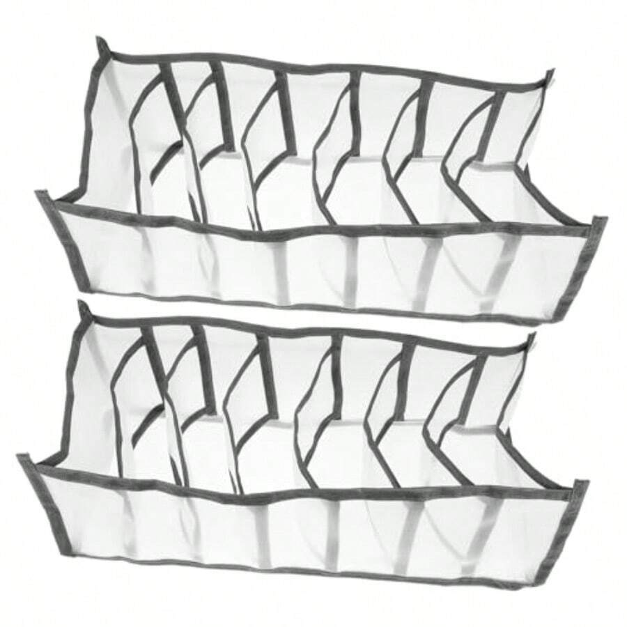 AQY Mobestech 2Pcs Underwear Storage Box Foldable Fabric Organizer For Socks And Accessories Drawer Divider For Closet Organization Space Saving Grey Design 8502 - 多 - 查看 1