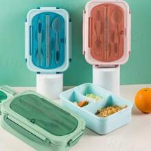 1200ml (40.58oz) Adult Bento Box With Lunch Bag, 3-Compartment Leak-Proof Microwave-Friendly Lunch Container With Utensils