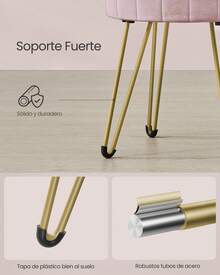 SONGMICS Puff Almacenaje, Baúl Almacenaje, Banco Almacenaje Redondo, Taburete de Tocador de Terciopelo, 39 x 44.4 cm, Rosa Jalea MLOM003R01 - Rosa - Ver 6