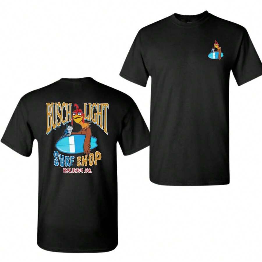 Camiseta Busch Light Chicken Joe Surfs Up unisex, 100% algodón - Negro - Ver 1