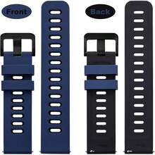 Correa de Reloj Bicolor de 22mm, Goma de Silicona, Correa de Reemplazo de Liberación Rápida para Hombres y Mujeres, Hebilla de Acero Inoxidable Plateada (Negro-Gris) - Azul-Negro (Hebilla Negra) - Ver 2
