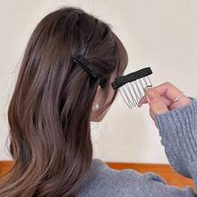 2pcs/Set Solid Color Casual Claw Clip Bowknot Bangs Hair Clip, Side Bangs Hairpin Headwear, Non-Slip, Claw Clips, Hair Claws, Clips For Hair, Hair Slide, Hair Barrettes